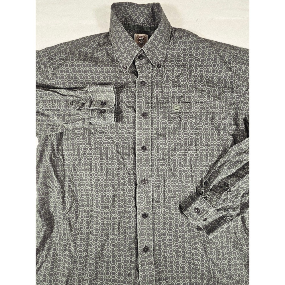 Cinch Mens Long Sleeve Button Down Western Shirt Grey Geometric MT10323047 Small